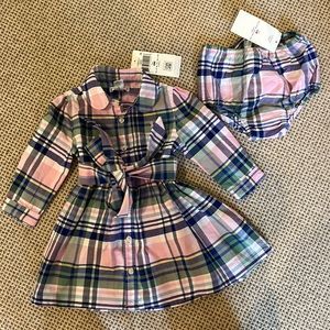 Ralph Lauren baby girl 6 month plaid shirt dress  and bloomer, new with tags
